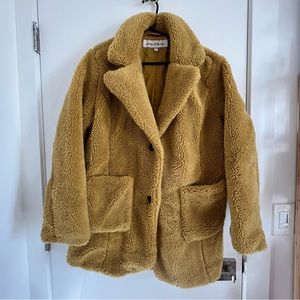 Large Mustard Yellow Fluffy Teddy Fleece Coat